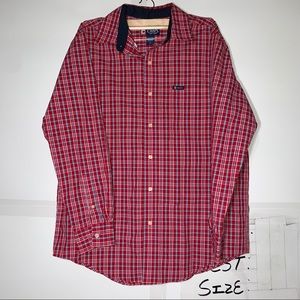 Men's CHAPS Red Plaid Classic Fit Button Down Long